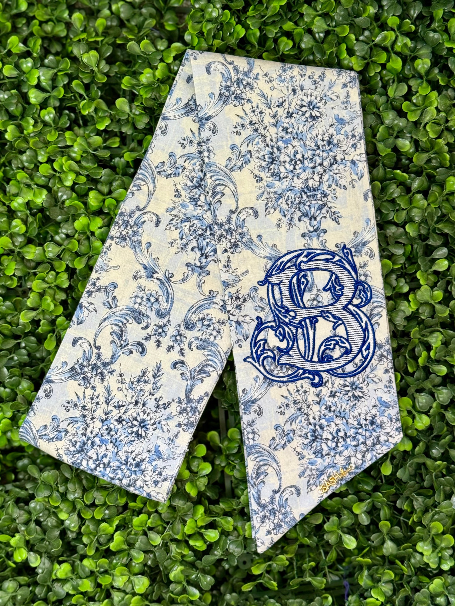 Custom B on Blue & White